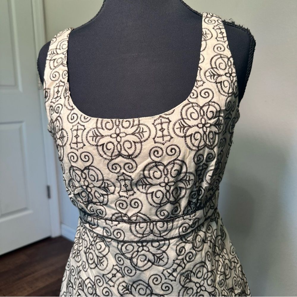 Nine West Cotton Black and Cream Patterned Top - Picture 5 of 7